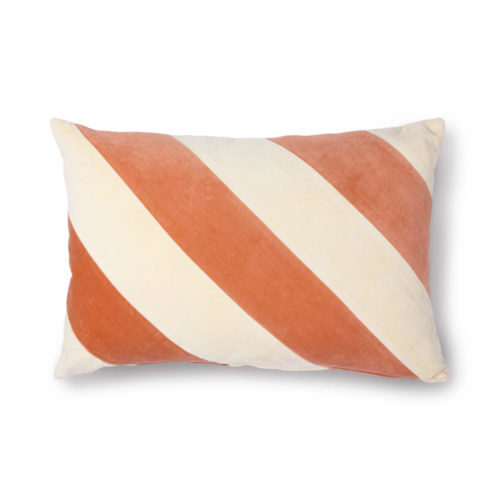 Striped velvet cushion